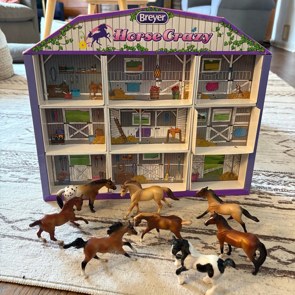 Breyer Horse Crazy Stable Playset Lot w/ Horses Barn Dollhouse Equestrian Toy